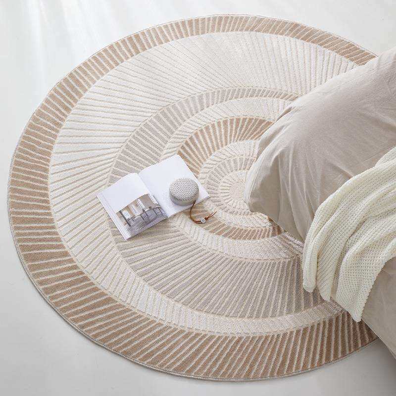 意式高级家居圆形地毯咖色抽象客厅沙发单椅垫餐桌大地毯轻奢极简