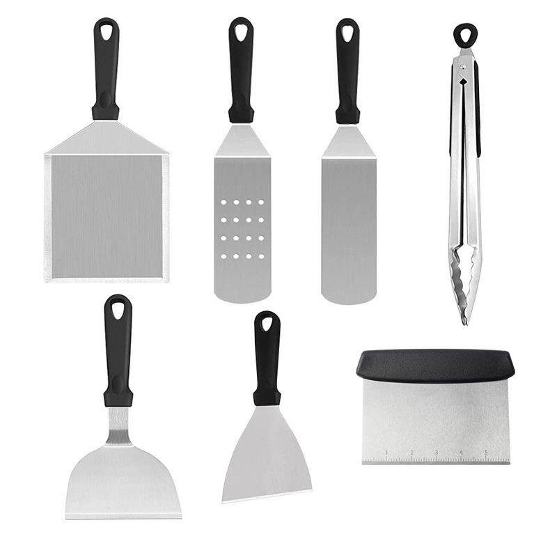 现货BBQ不锈钢烧烤工具套装料理铲烧烤铲板烧锅铲子组合户外烤具