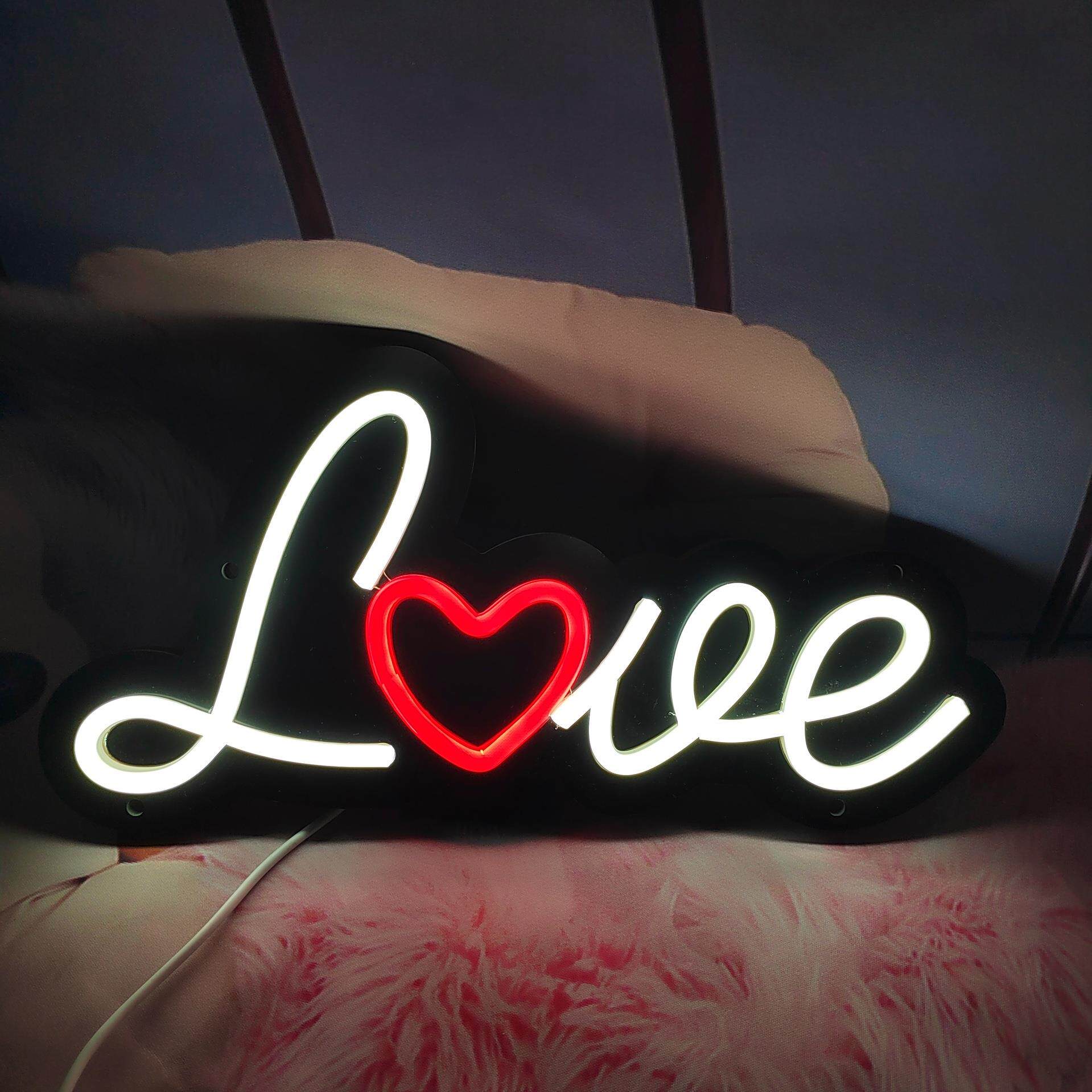 新款爱心LOVE霓虹灯led neon sign造型I love you字母装饰氛围灯