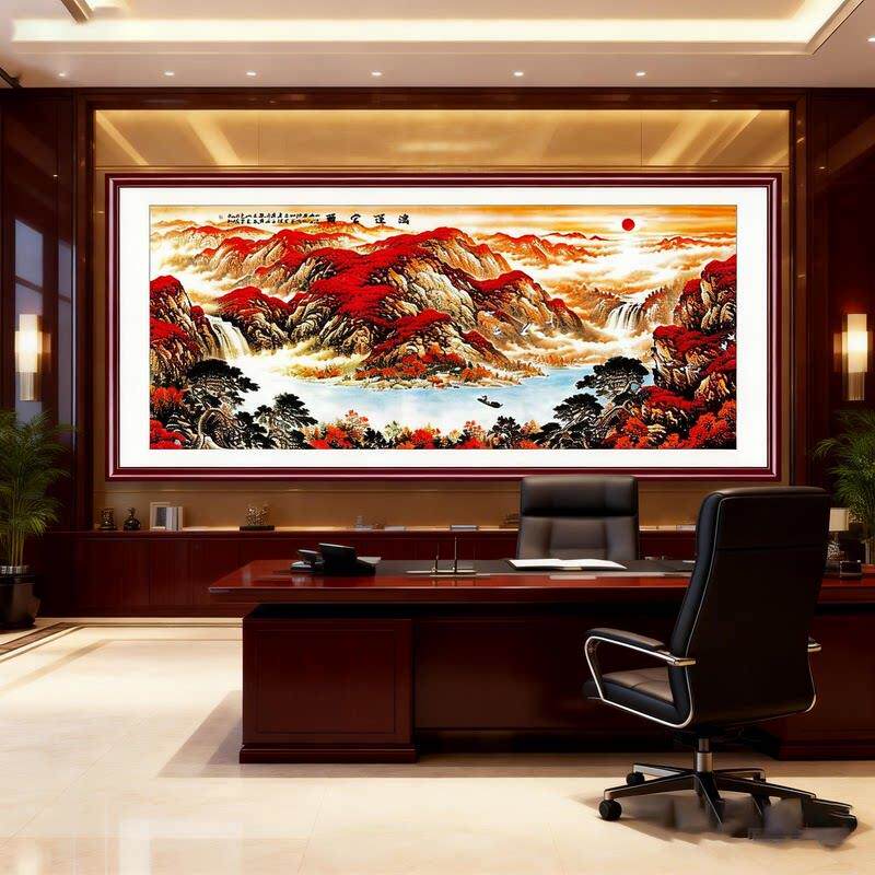 鸿运当头宣纸画芯国画山水画客厅装饰画字画办公室沙发背景墙挂画