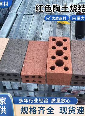 现货红色陶土烧结砖空心多孔砖生态景观园林彩砖混凝土红砖厂家