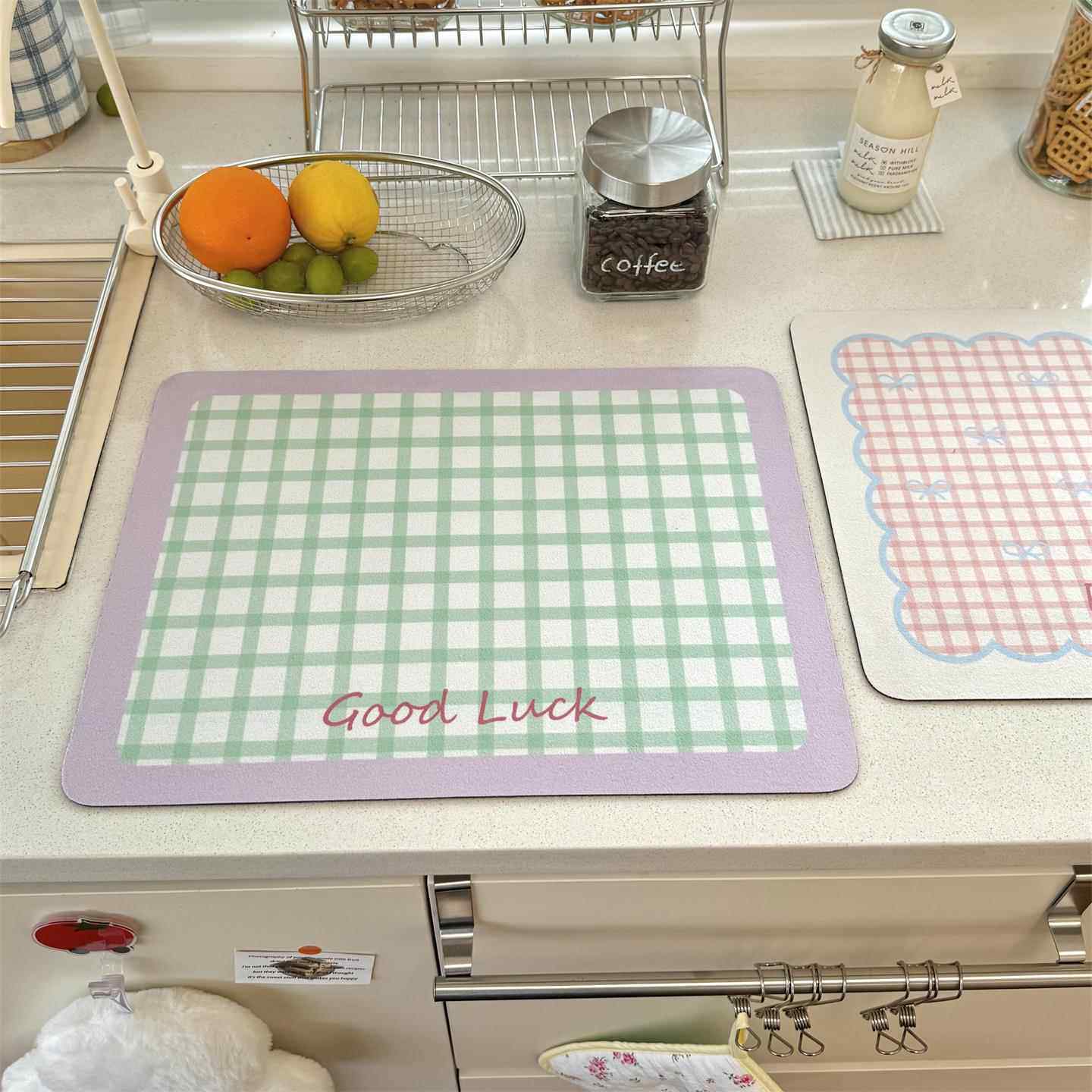 多巴胺奶油|韩国高颜值厨房沥水垫可爱台面吸水隔热餐垫防水杯垫