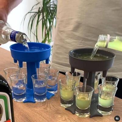 6 Shot Glass Dispenser and Holder分酒器 聚会倒酒神器 饮料机