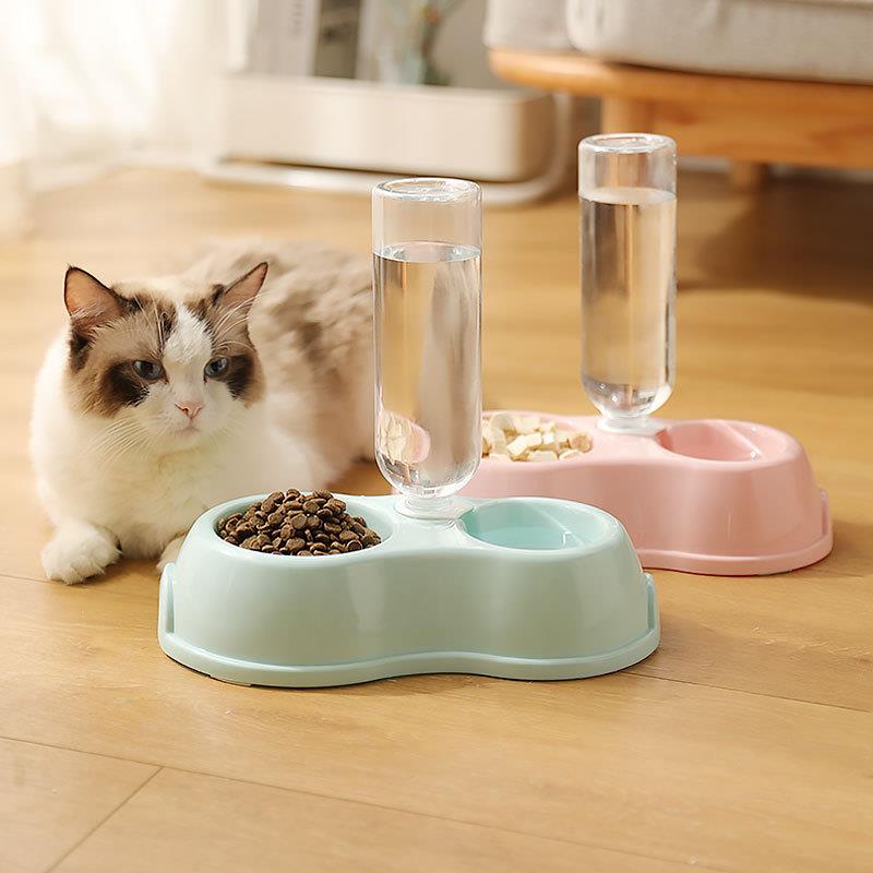 新款宠物双碗 自动喂食塑料饮水器 狗盆双用碗猫狗碗宠物用品