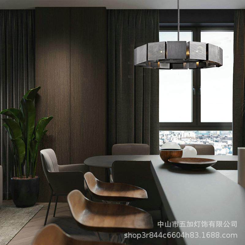 后现代极简艺术吊灯设计感简约餐厅卧室客厅黑色金属轻奢创意灯具