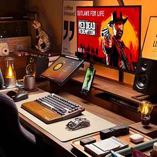 桌面收纳模块化显示器增高架收纳垫高电脑桌黑胡桃木色桌面桌搭