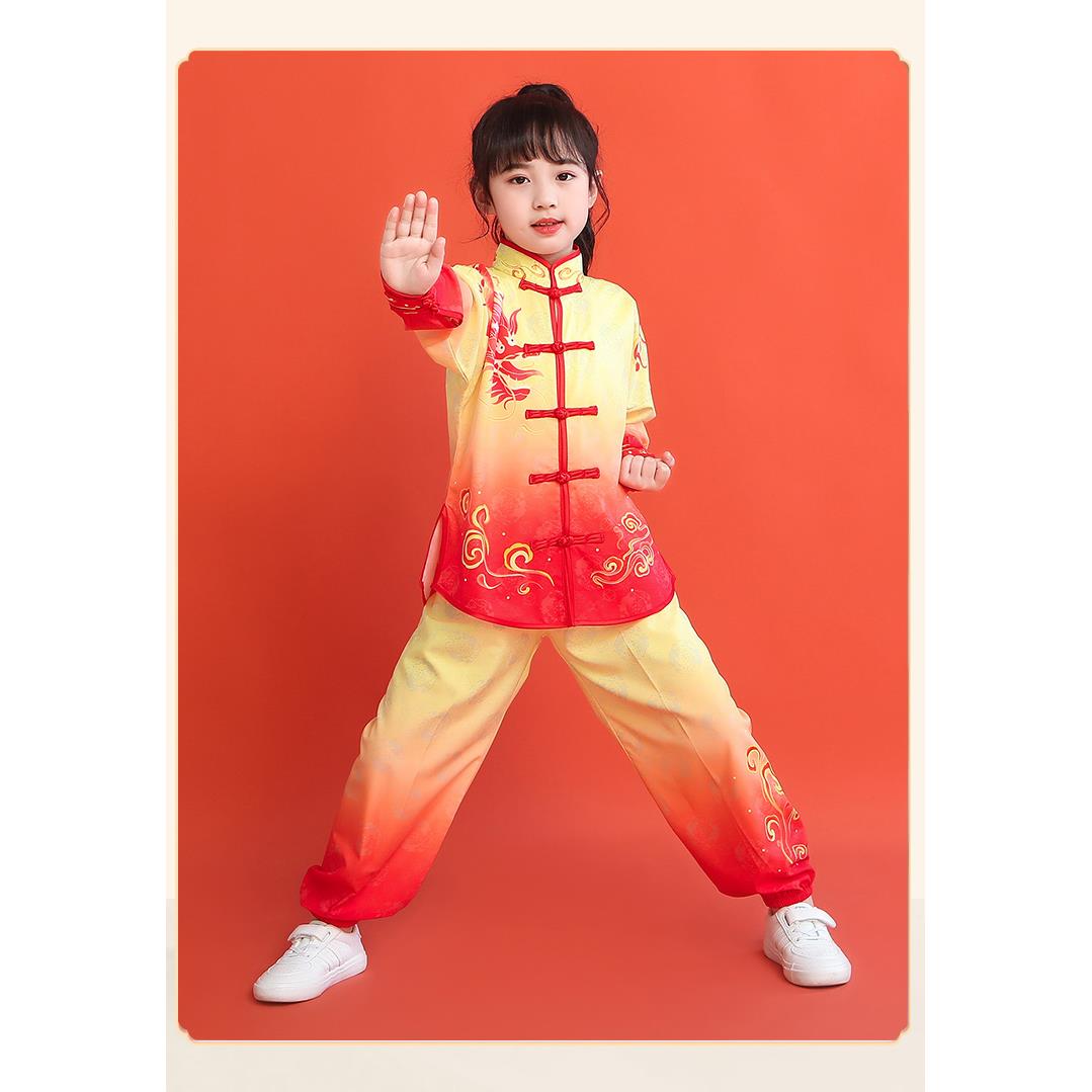 高档六儿童武术演出服练功中国风一男长短袖中小学表演生服舞女台