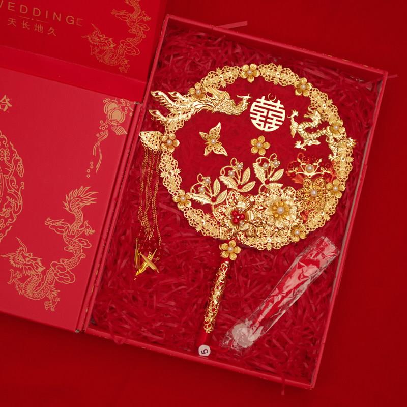 古风团扇中式婚礼扇子新娘秀禾服喜扇diy中式捧结婚扇.成品