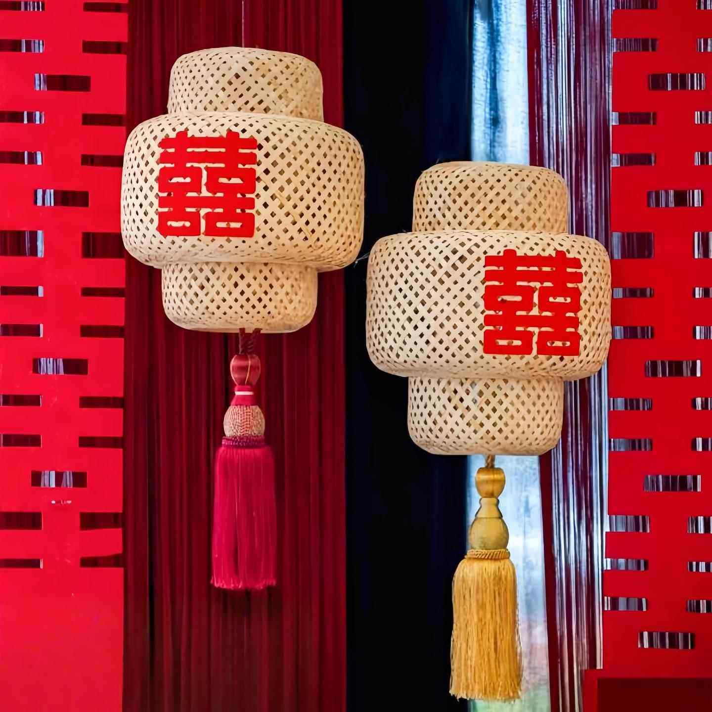 竹编喜字灯笼新中式汉服古风婚纱拍照婚庆道具红背景藤编镂空灯笼,节庆用品/礼品,婚房装扮用品,淘宝优惠券,粉丝福利购,淘宝优惠卷