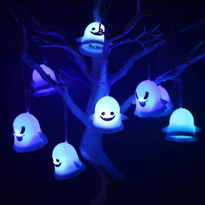 2pcs Halloween Ghost Lights Mini Specter Hanging Led Lamp