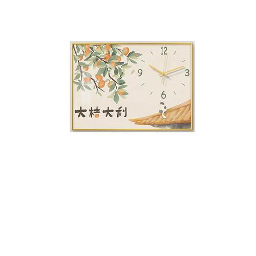 71TX大吉大利猫咪电表箱装饰画带时钟遮挡新中式原木风配电箱电闸
