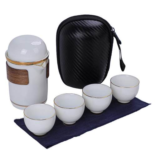 德化羊脂玉白瓷便携式旅行茶具套装陶瓷快客杯商务伴手礼品批发