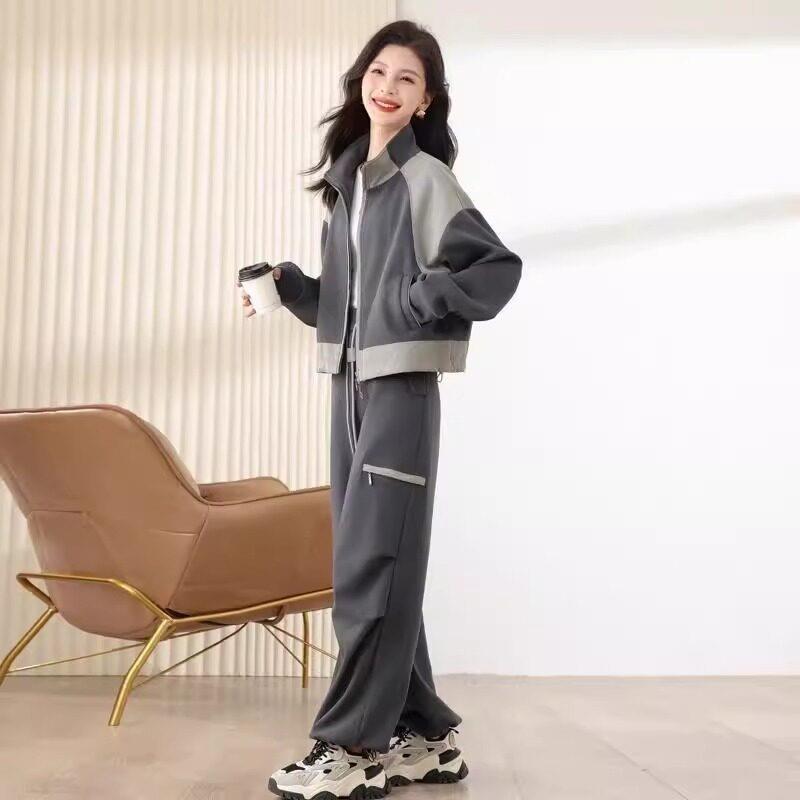 法国Rouje Moaks工装休闲运动服套装女春秋卫衣外套阔腿裤两件套