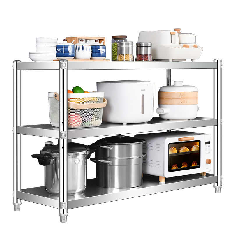 Mozall不锈钢厨房架子置物架落地多层微波炉收纳架储物架家用货架