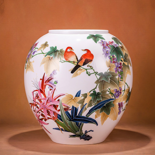 天花板级高端花瓶中国陶瓷艺术大师彭玲亲绘瓷瓶轻奢中式 饰摆件 装