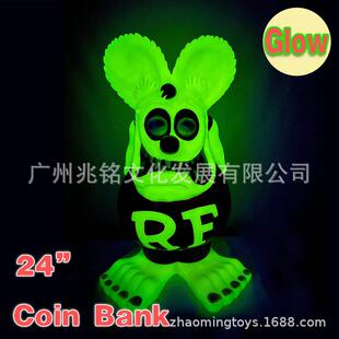 潮玩 RAT 摆件 公仔 老鼠 储钱罐 夜光版 镇店之宝 机车店 FINK