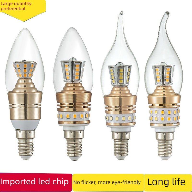 照明led蜡烛灯泡E14小螺口尖泡家用壁灯吊灯室内上下发光蜡烛灯泡