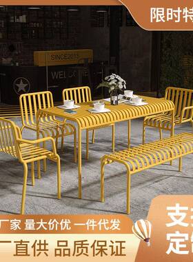 户外奶茶店桌椅组合 咖啡厅室外休闲餐桌椅工业风庭院路天台桌椅