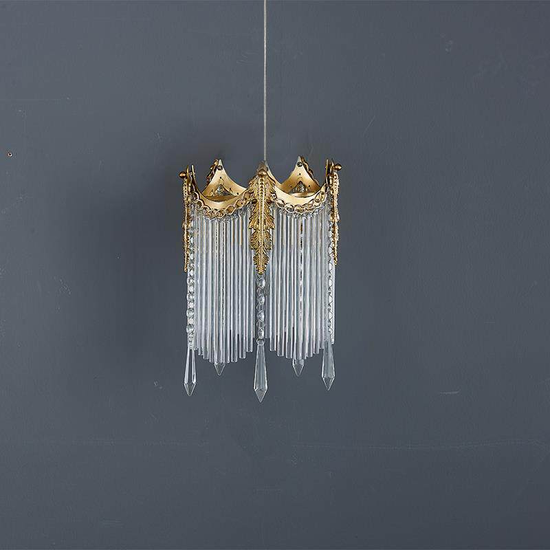 法式复古水晶小吊灯宫廷中古意式轻奢现代卧室床头过道玄关吧台灯