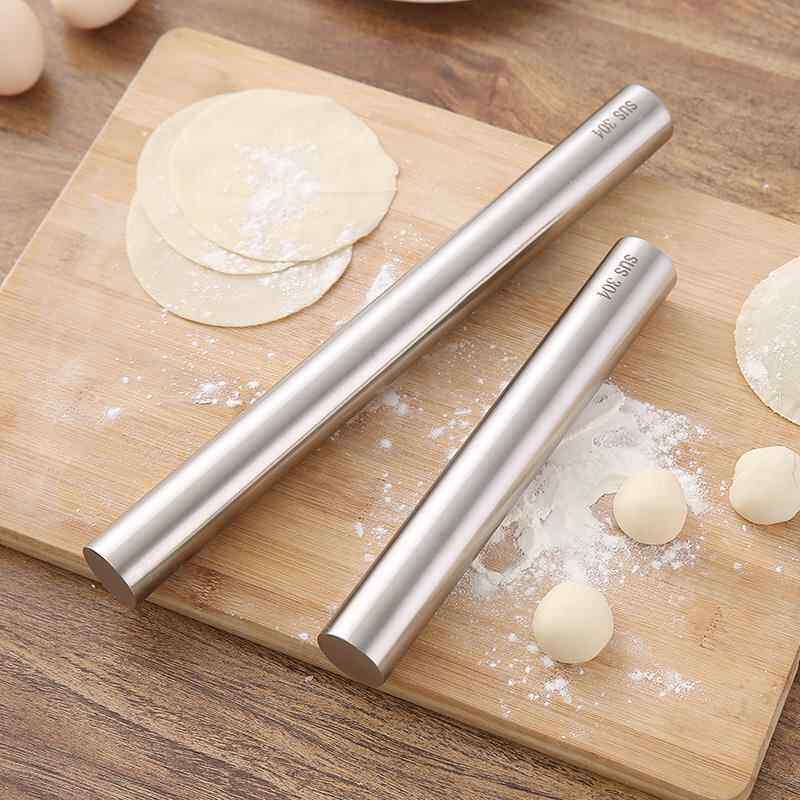 擀面 面棍家用304不锈钢大小号压水饺皮棒子烘焙面 面食工具不粘