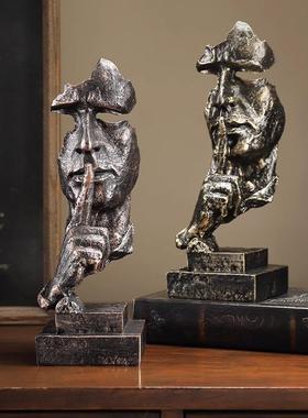 好看的摆件高端大气上档次摆件沉默是金人物工艺品客厅电视柜酒柜