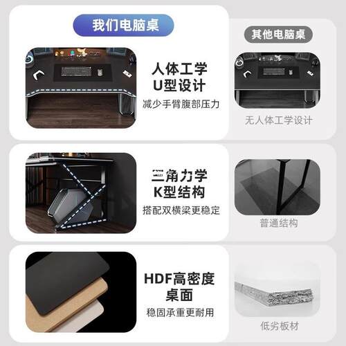 电竞桌电简脑桌台式桌家用简易书桌卧室用现代AKY租约写字台出屋