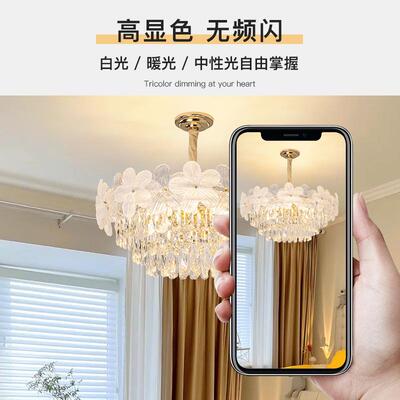 法式水晶吊灯客厅灯现代简约轻奢豪华大气奶油风卧室餐厅家用灯具