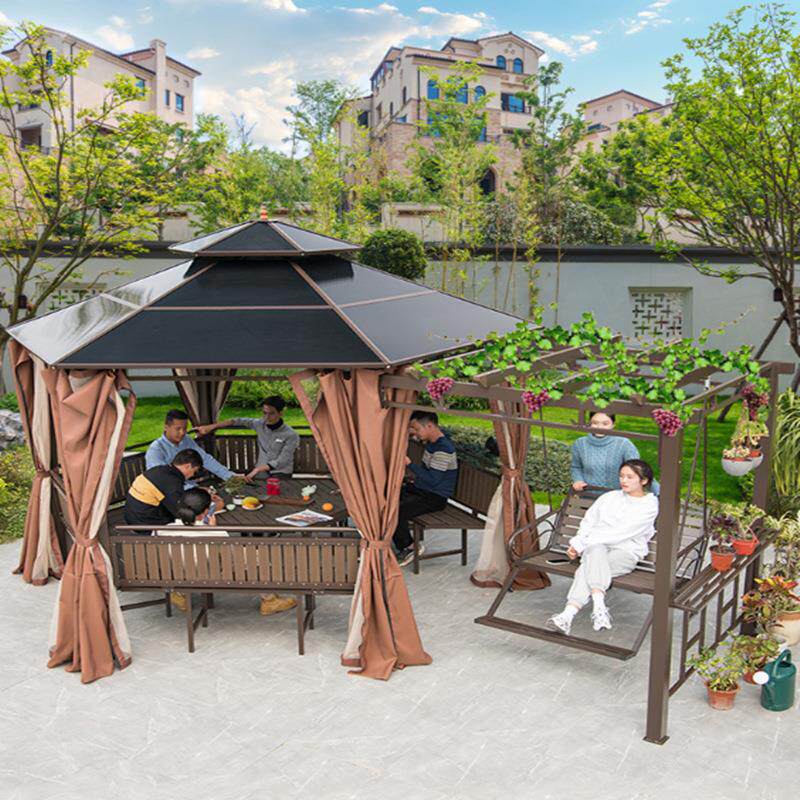 户外凉亭庭院别墅花园遮阳棚雨棚室外楼顶露台六角新中式休闲亭子