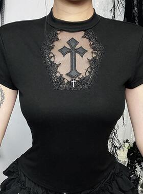 T-shirt cross short sleeved top T恤十字架短袖上衣