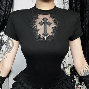 T-shirt cross short sleeved top T恤十字架短袖上衣
