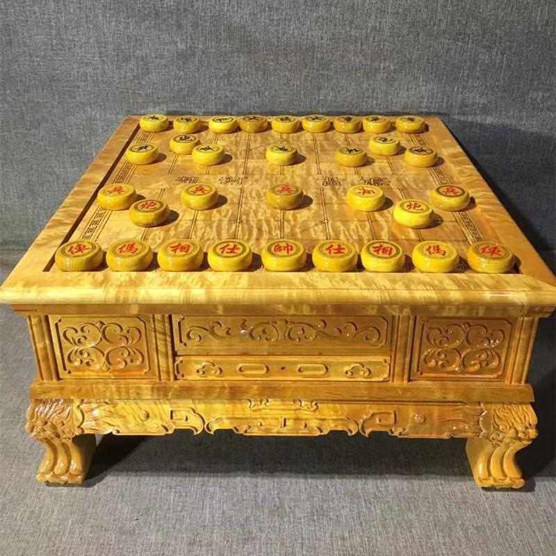 丝金楠木艺铭仙苑象棋折叠棋盘木桌质面双三用棋桌实木炕对开棋盘