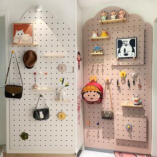 木目iwood订制粉色云朵洞洞板展示架 大尺寸玄关入户洞洞墙置物架