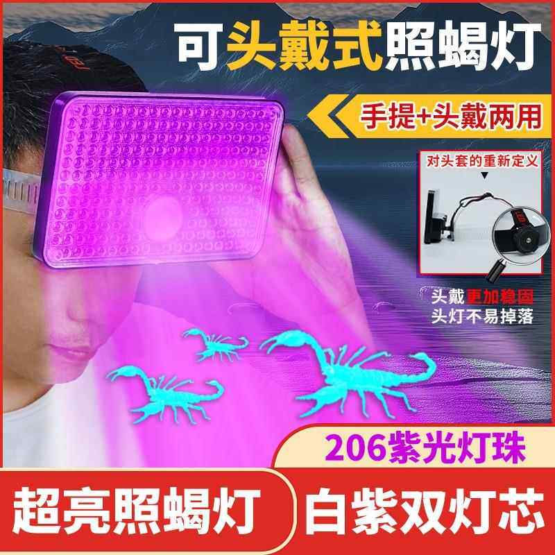 新款206颗紫光灯 高亮LED蝎子灯 头戴手提两用