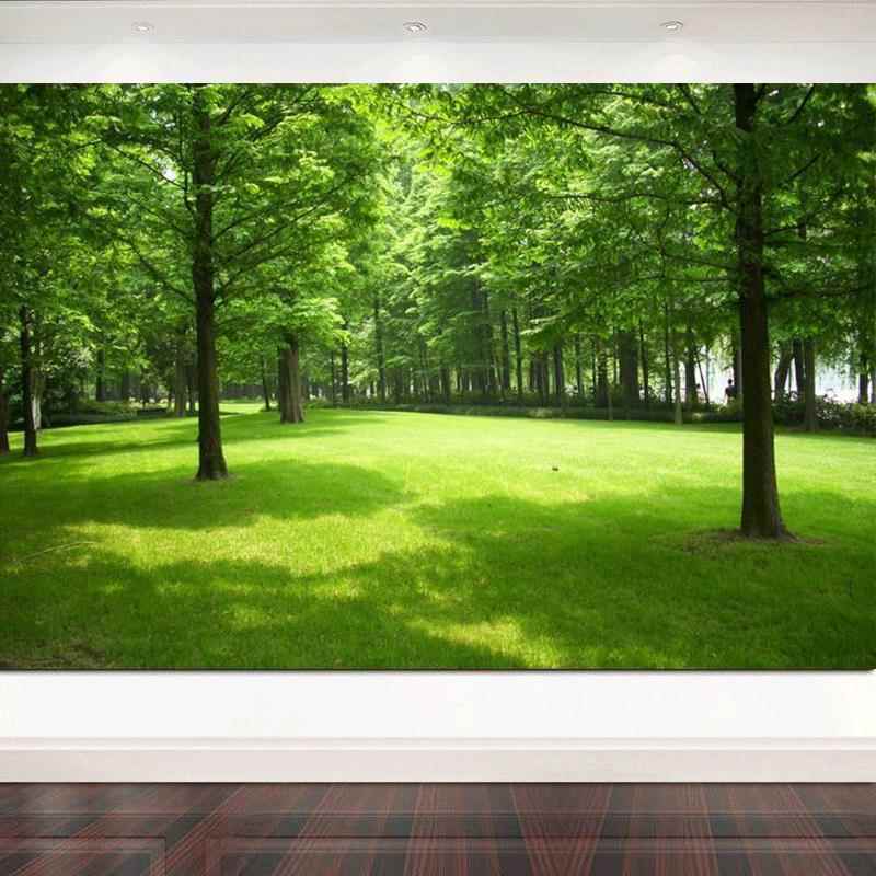 绿色树木森林风景画海报保护视力墙贴树林客厅床头挂画背景装饰画图片