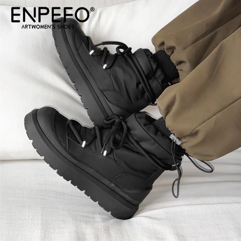 ENPEFO男冬季加绒加厚女靴保暖防寒棉靴户外厚底雪地靴情侣防滑