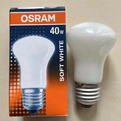 OSRAM欧司朗白炽灯蘑菇泡奶白25W60W卤素卤钨灯E27台灯球泡护眼
