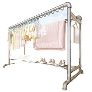 m%落地立式双层落地衣架双排钢管晾衣架楼顶天台晾衣架结实耐用