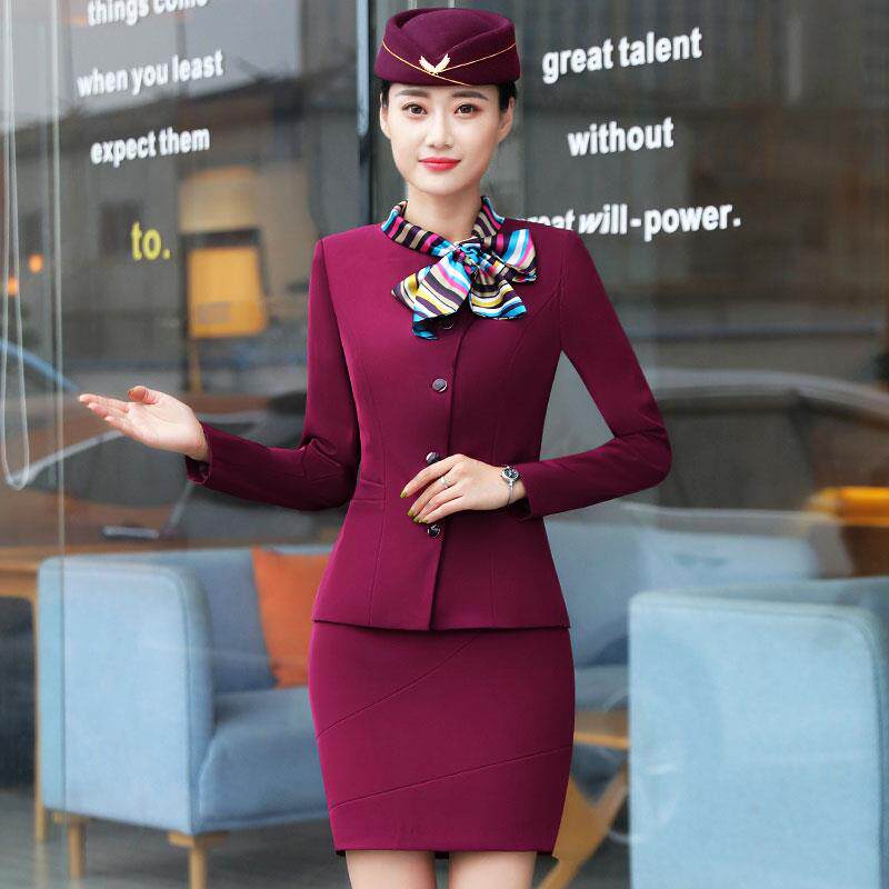春秋职业西装套装女酒店前台工作服铁路乘务员空姐制服美容师工装