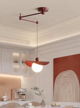 餐厅吊灯可移位移动摇臂202光5新款简奶风餐桌极吧台全谱油NH6605