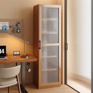 书架置物架落地书柜简易客厅一体靠墙窄缝柜带门防尘收纳储物柜子