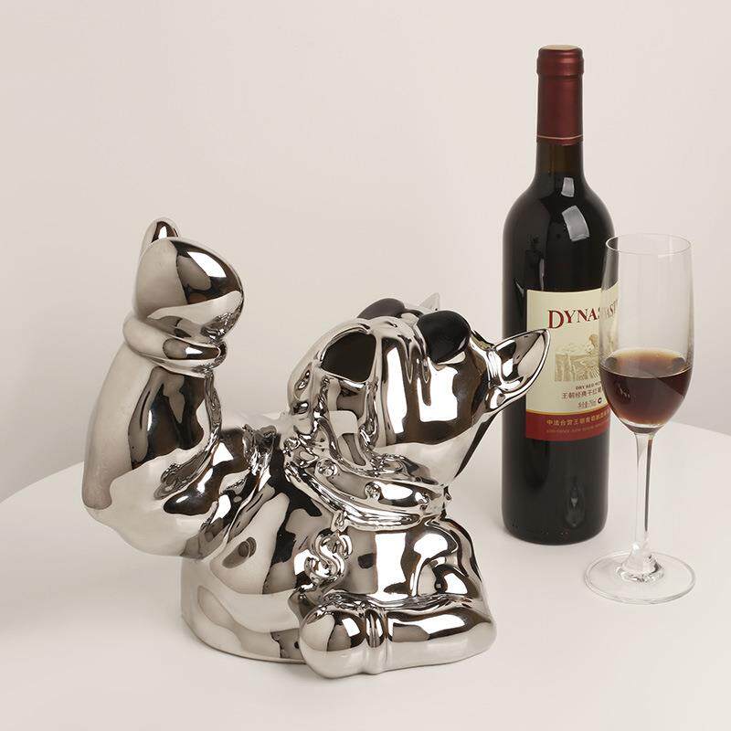 贝汉美创意法斗麒麟臂红酒架置物展示架家用轻奢高档客厅酒柜摆件