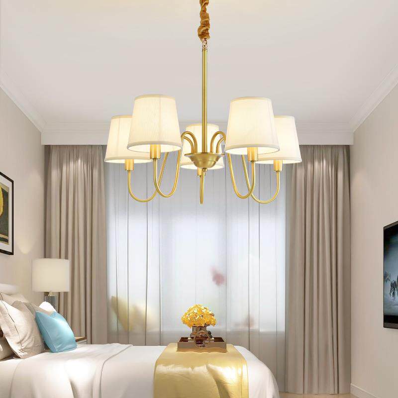 全铜美式吊灯田园乡村创意客厅餐厅灯简约现代卧室灯大气轻奢灯具