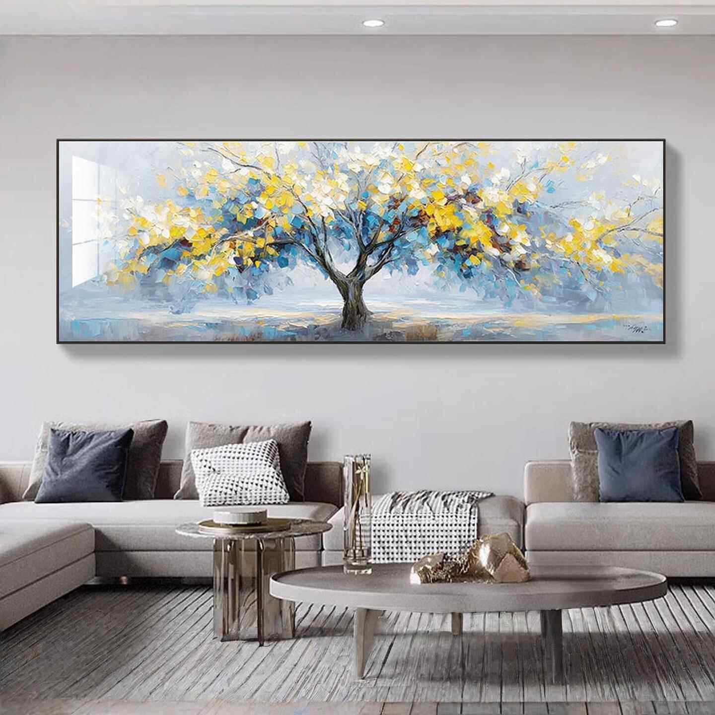 现代简约客厅装饰画发财树油画风沙发背景墙挂画壁画新款晶瓷镶钻,家居饰品,油画,淘宝优惠券,粉丝福利购,淘宝优惠卷