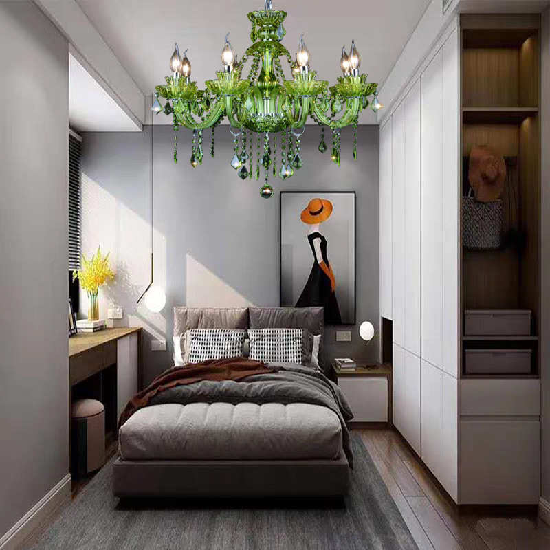 咖啡厅绿色水晶吊灯欧式客厅餐厅简约时尚田园风网咖酒店KTV灯具