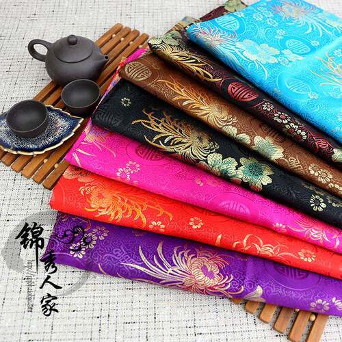 织锦缎布料 古装汉服COS和服唐装旗袍喜庆中国风丝绸锦缎服装面料