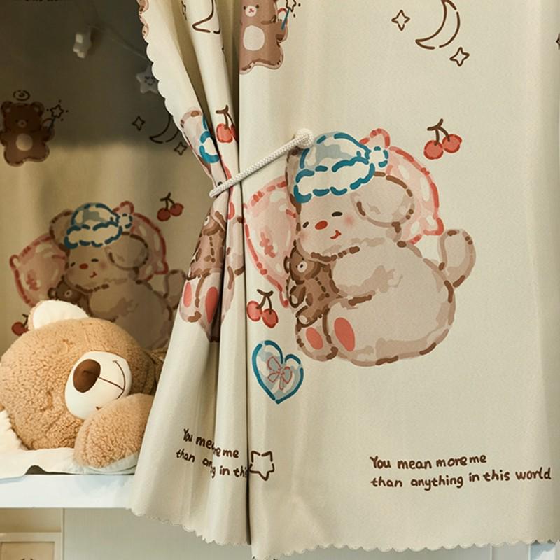 强遮光床帘学生宿舍专用加厚上铺寝室下铺女遮挡帘卡通窗帘床幔