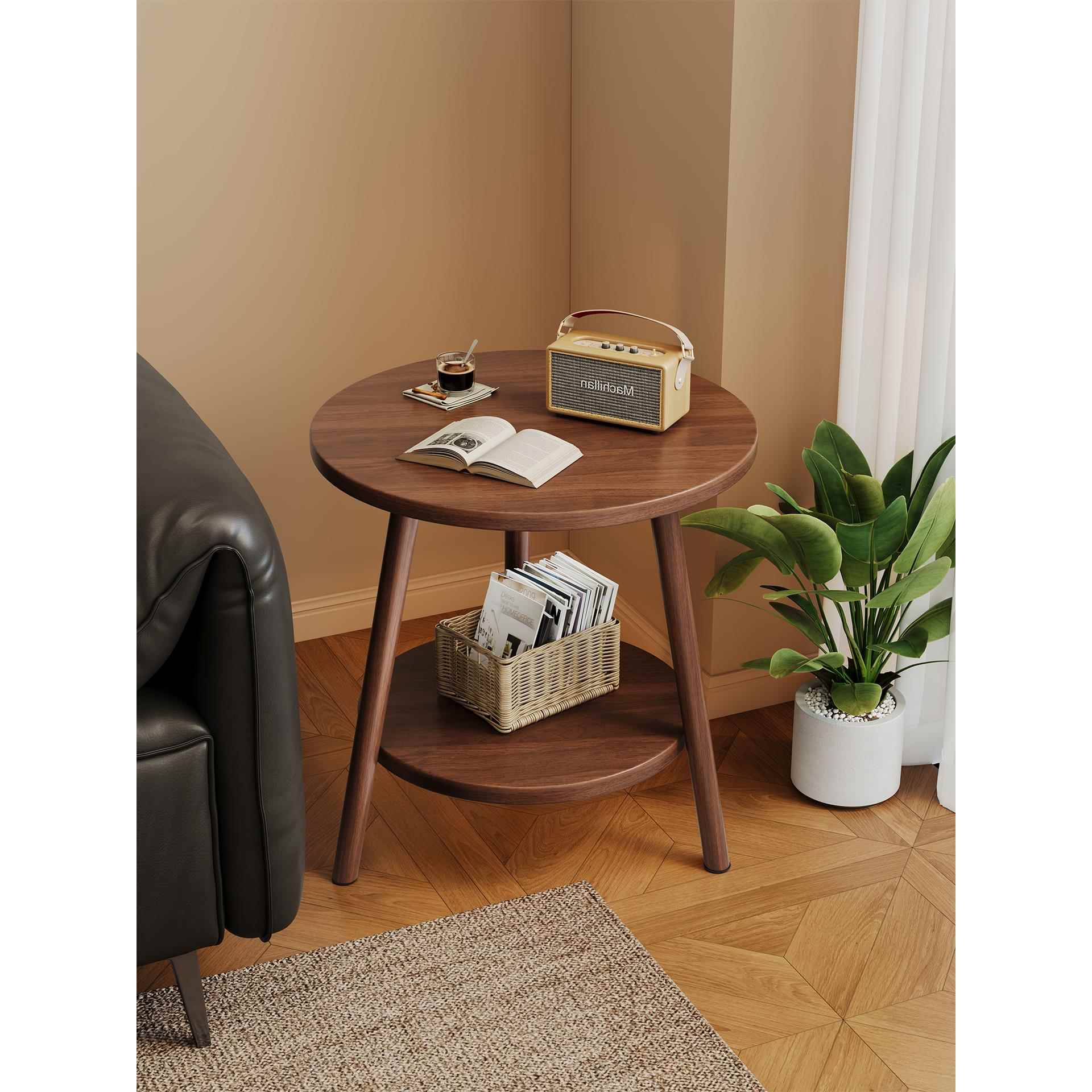 新款小桌子沙发边几侧边茶几小圆桌客厅置物架风可移动实木牀头桌