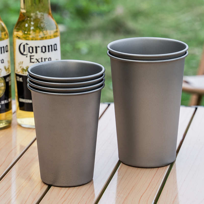 纯钛啤酒杯户外露营果汁杯单层随手杯钛合金防摔冷饮杯钛杯