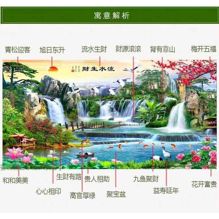 线绣自己绣手工十字绣20大2风TTfqgqqx5新款客流水生财山水厅画景