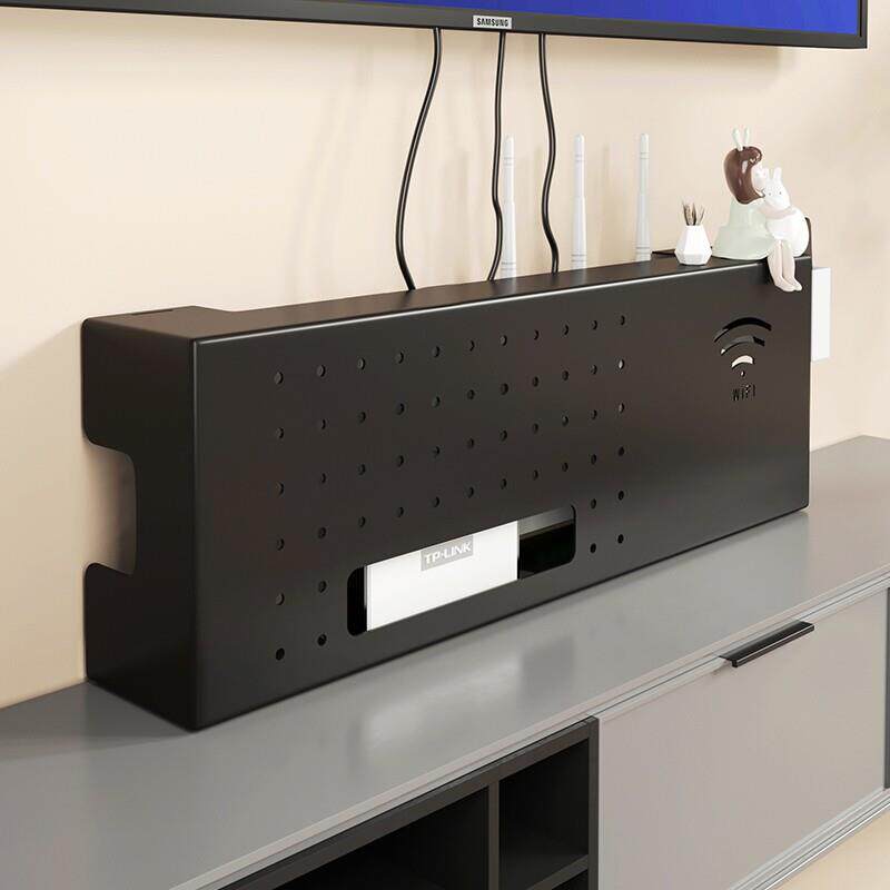 机上盒隐藏收纳光猫壁挂式免打孔置物盒客厅电视柜插排理线 线器